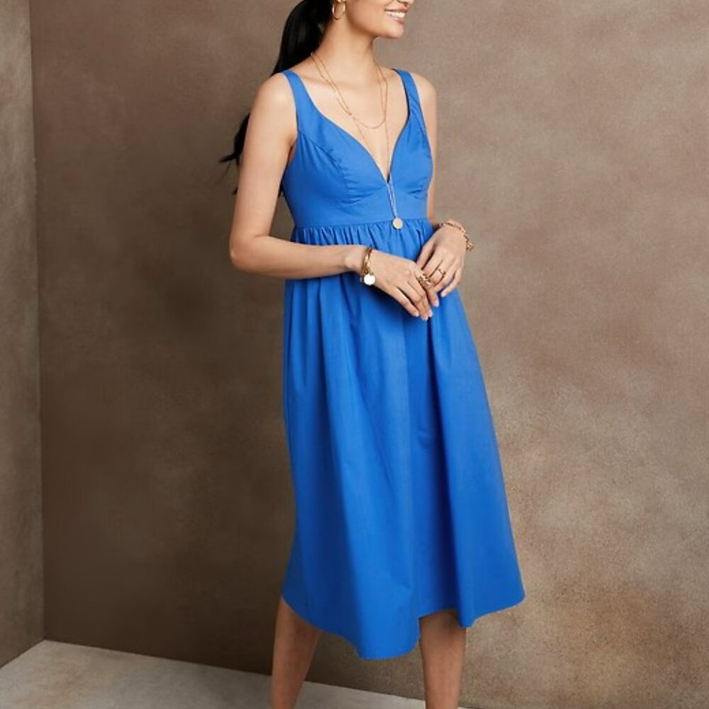 Banana Republic Poplin Midi Dress Size 12 Petite